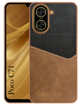 For Poco C71 Back Cover Case (Dual PU Leather Stitch | Professional Minimalist | Soft and Flexible)