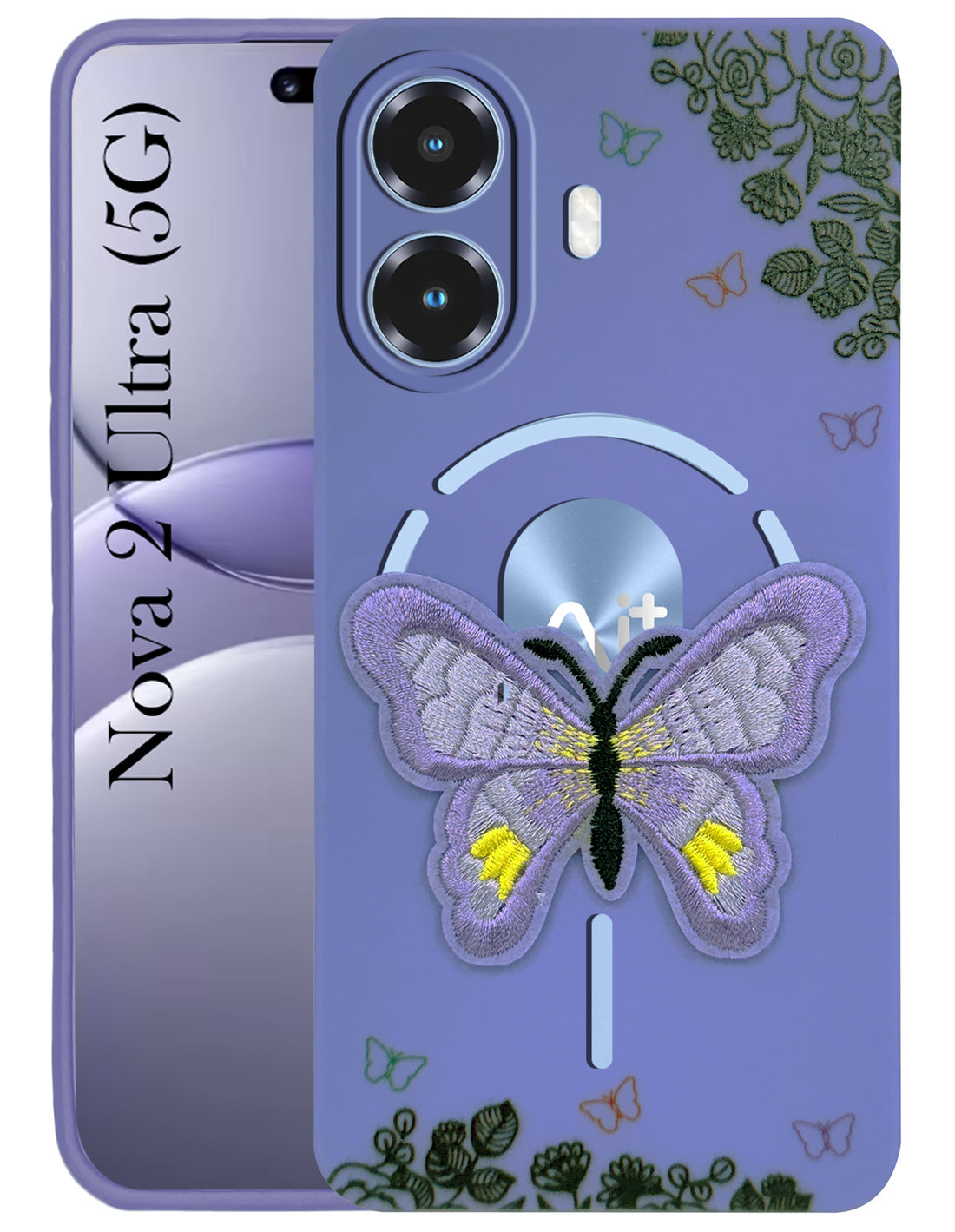 For Ai+ Nova 2 Ultra 5G Back Cover Case (Soft Butterfly Embroidery | Women Teen Girls | Camera Protection| Matte Silicone)