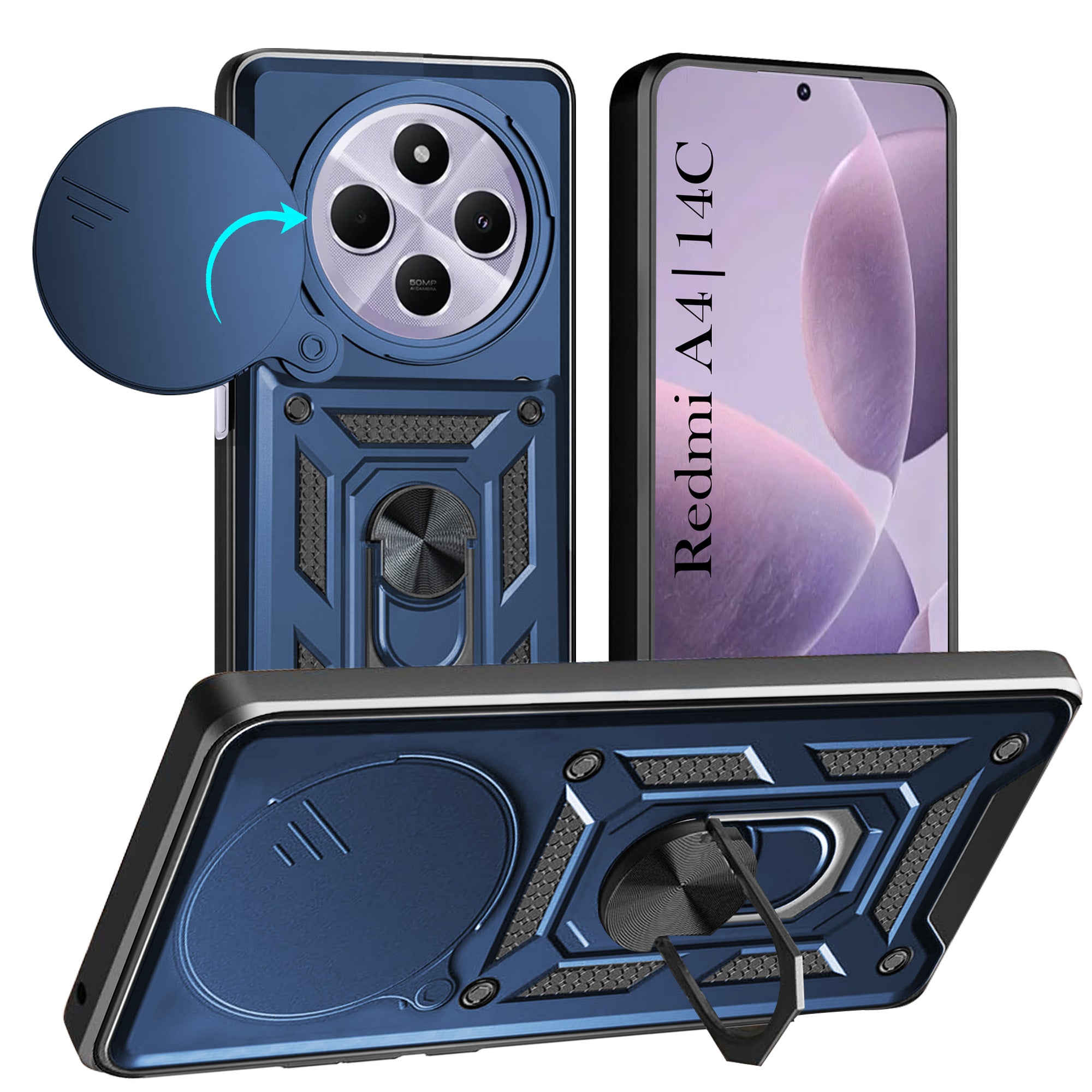 For Redmi A4 5G | Xiaomi Redmi 14C Back Cover Case (Hybrid Dual Armor Polycarbonate)