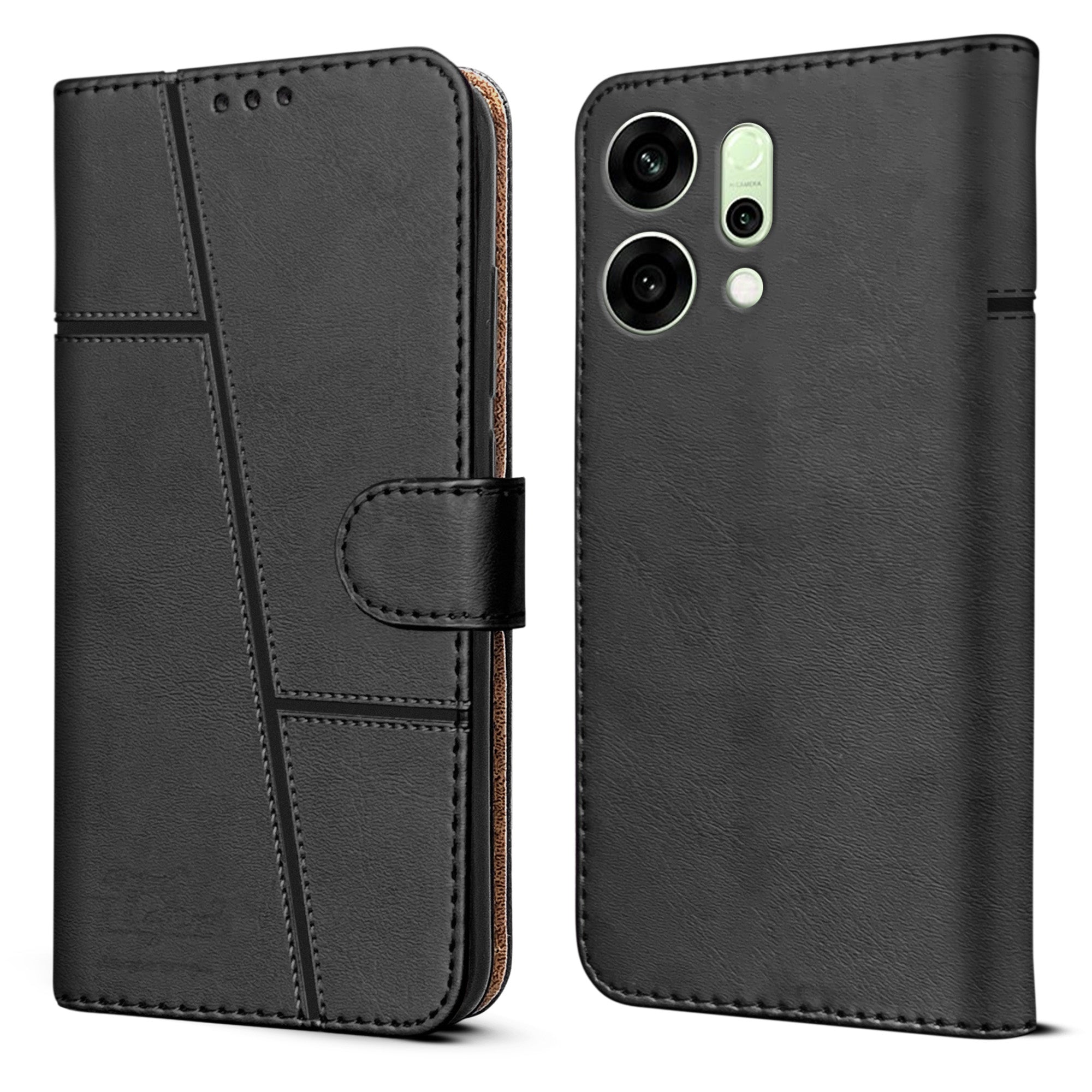 For Oppo Reno14 5G | Oppo Reno 14 5G  Flip Cover Case (Stitched Leather with Magnetic Closure)