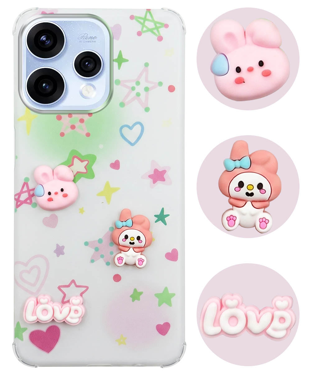For Oppo Reno15 5G | Oppo Reno 15 5G Back Cover Case (3D Cute Cartoons | Hard Back Side Soft | Matte Premium Finish | HD Printing)