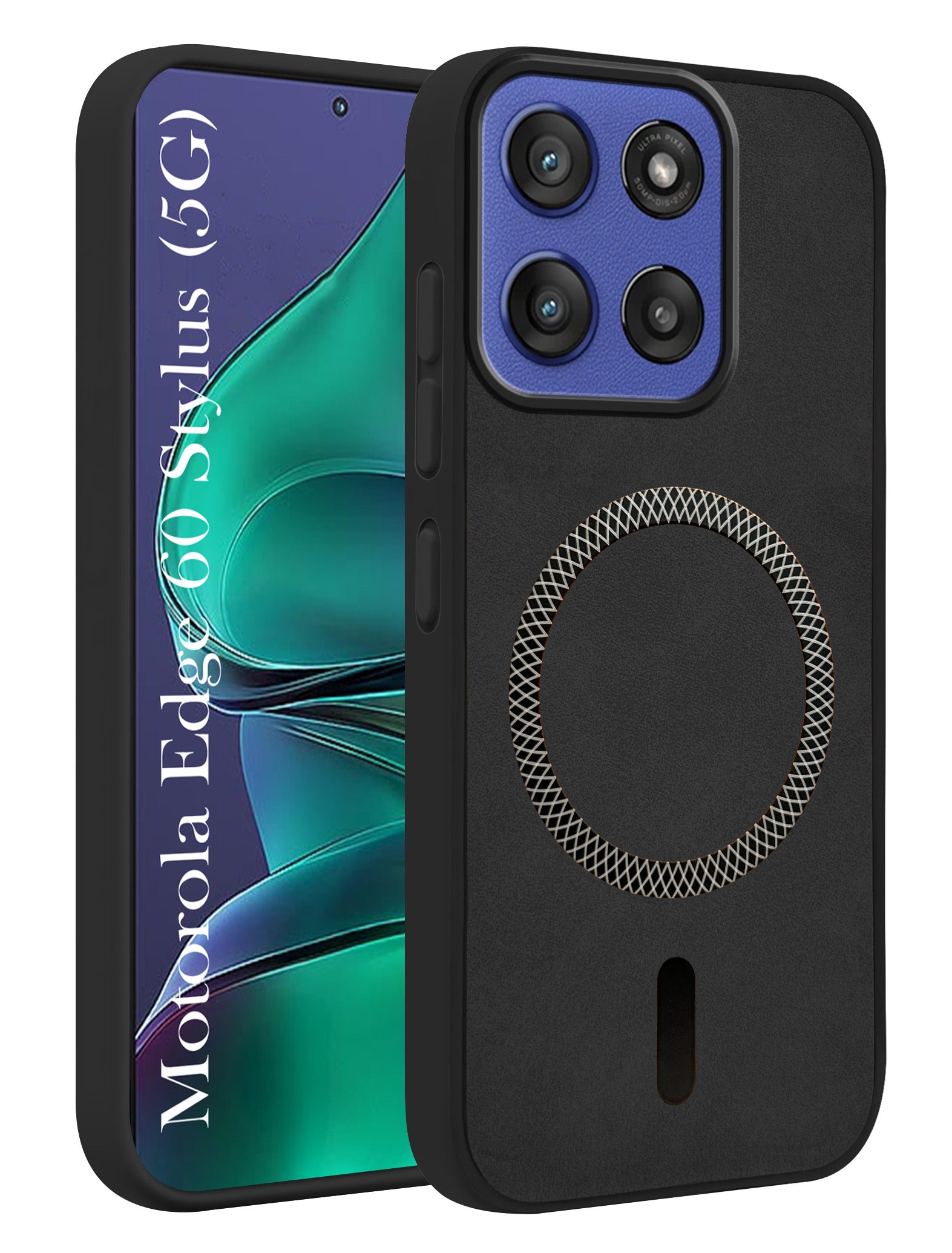 For Motorola Moto Edge 60 Stylus Back Cover Case Leather Finish (MagSafe Compatible Wireless Charging | Soft Touch | Camera Bump Protection)