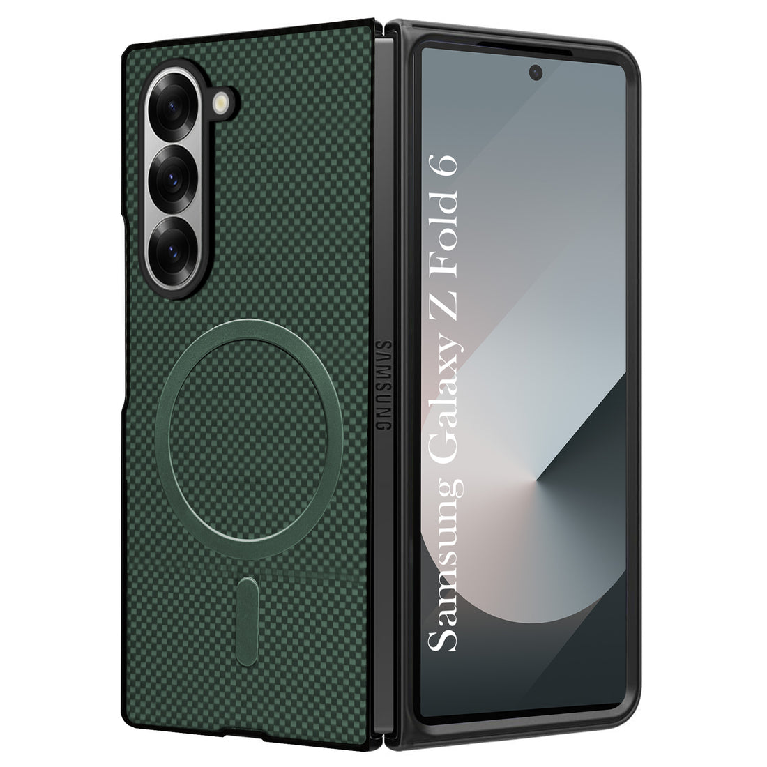For Samsung Galaxy Z Fold 6 5G Back Case Cover (MagSafe Wireless Charging Compatible | Hexa Leather Finish | Inside Microfiber Cloth)