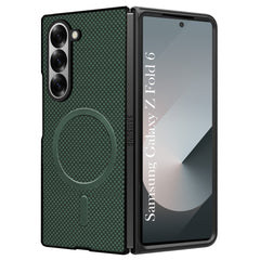 For Samsung Galaxy Z Fold 6 5G Back Case Cover (MagSafe Wireless Charging Compatible | Hexa Leather Finish | Inside Microfiber Cloth)