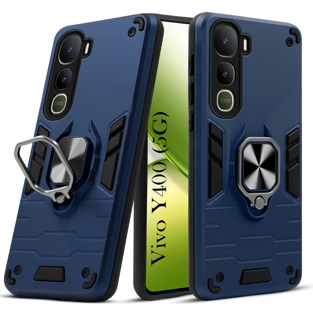 For Vivo Y400 Back Cover Case Hybrid Armor (Shockproof Dual Layer Polycarbonate |Ring Holder Kickstand)