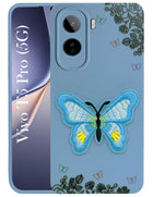 For Vivo T5 Pro 5G Back Cover Case (Soft Butterfly Embroidery | Women Teen Girls | Camera Protection| Matte Silicone)