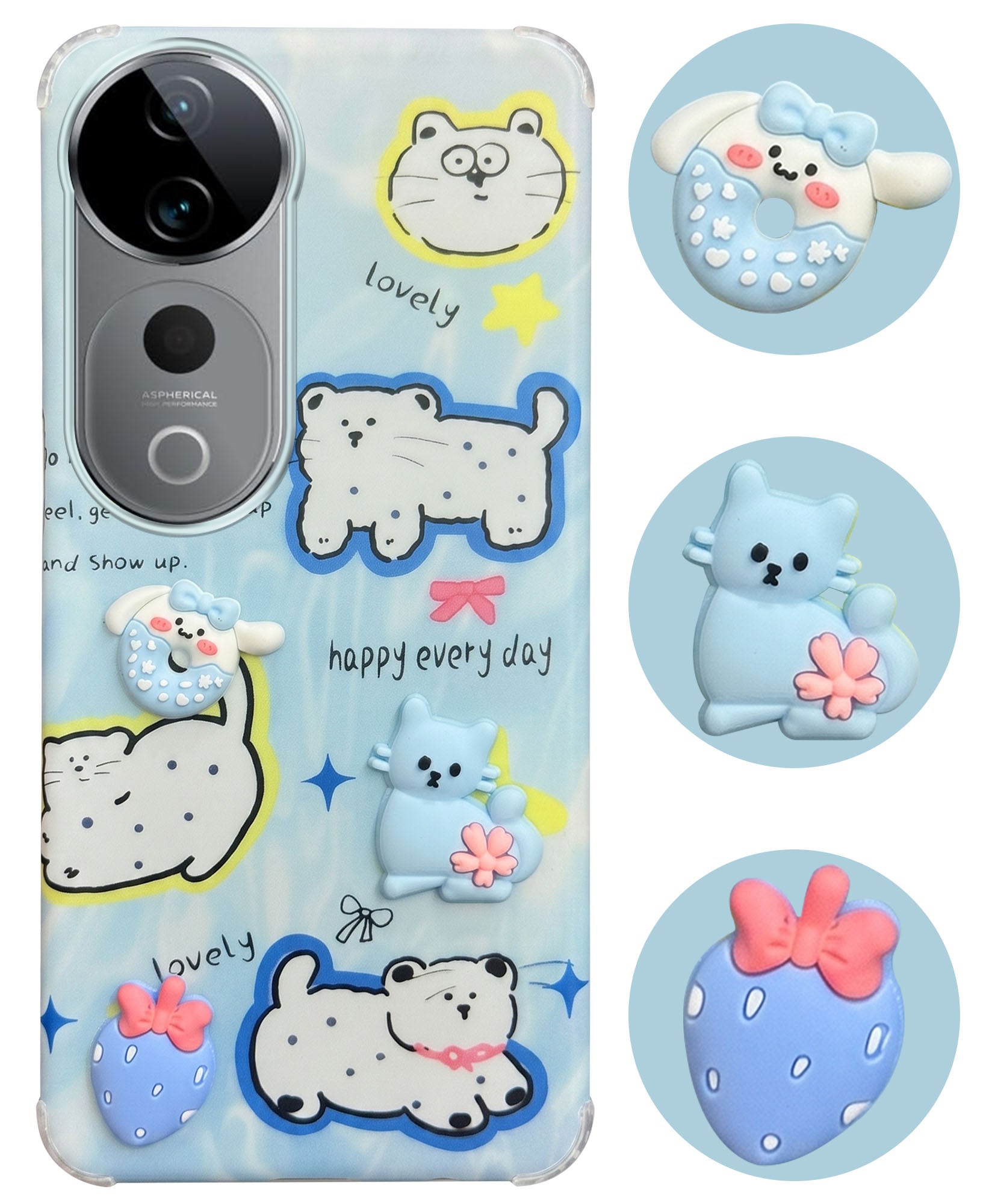 For Vivo T3 Ultra Back Cover Case (3D Cute Cartoons | Hard Back Side Soft | Matte Premium Finish | HD Printing)