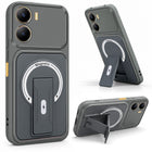 For Vivo T2x Back Case Cover Metallic (Hybrid Armor Kickstand | MagSafe Compatible | Camera Protection Shockproof)
