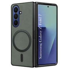 For Samsung Galaxy Z Fold 7 Back Cover Case Leather Finish (MagSafe Wireless Charging Compatible | Inside Microfiber Cloth)