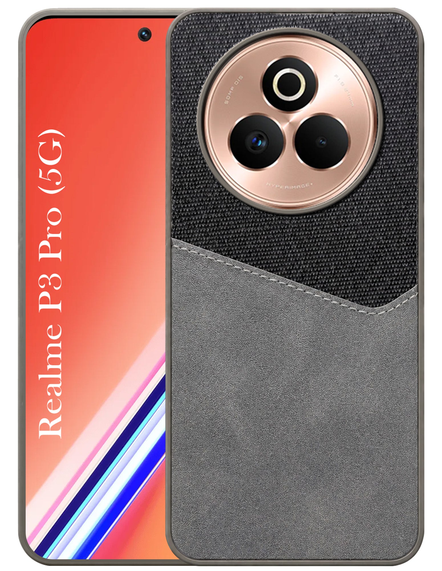 For Realme P3 Pro Back Cover Case (Dual PU Leather Stitch | Professional Minimalist | Soft and Flexible)