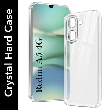 For Redmi A5 4G Back Cover Case (Hybrid Crystal panel with Side Soft PU | Camera Protection | HD Clear Shockproof)