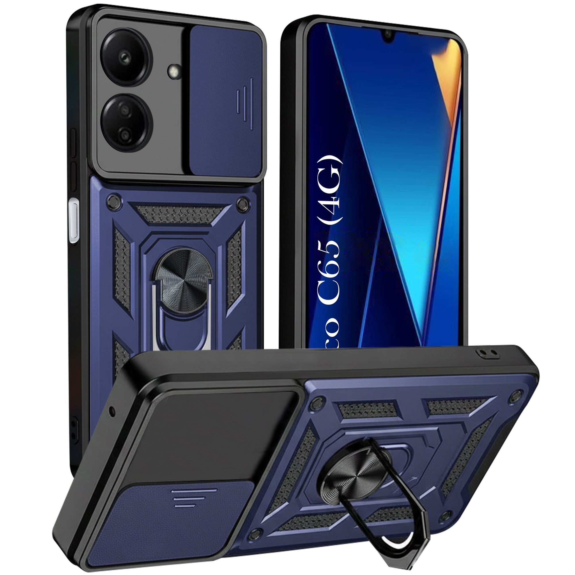 For Poco C65 Back Cover Case (Hybrid Dual Armor Polycarbonate)