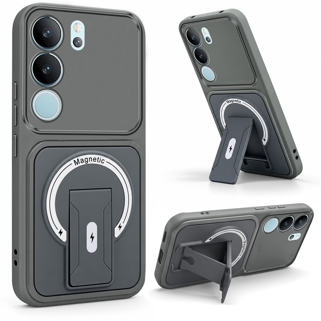 For Vivo V29 | Vivo V29 Pro 5G Back Case Cover Metallic (Hybrid Armor Kickstand | MagSafe Compatible | Camera Protection Shockproof)