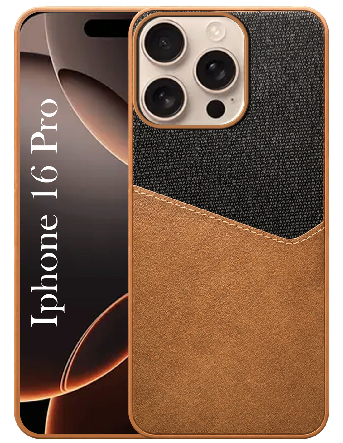 For Apple iPhone 16 Pro Back Cover Case (Dual PU Leather Stitch | Professional Minimalist | Soft and Flexible)