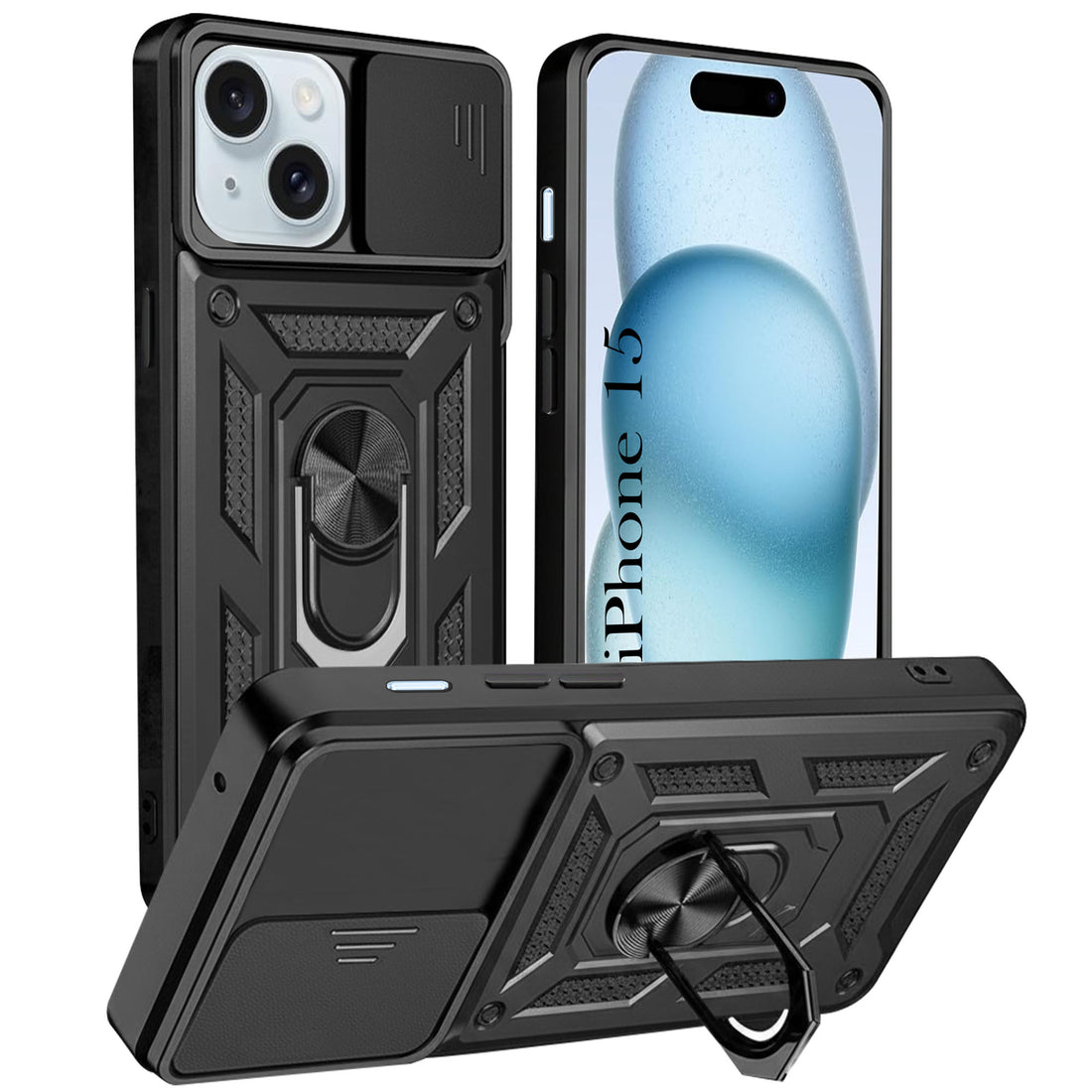 For iPhone 15 Back Case Cover (Hybrid Dual Polycarbonate)