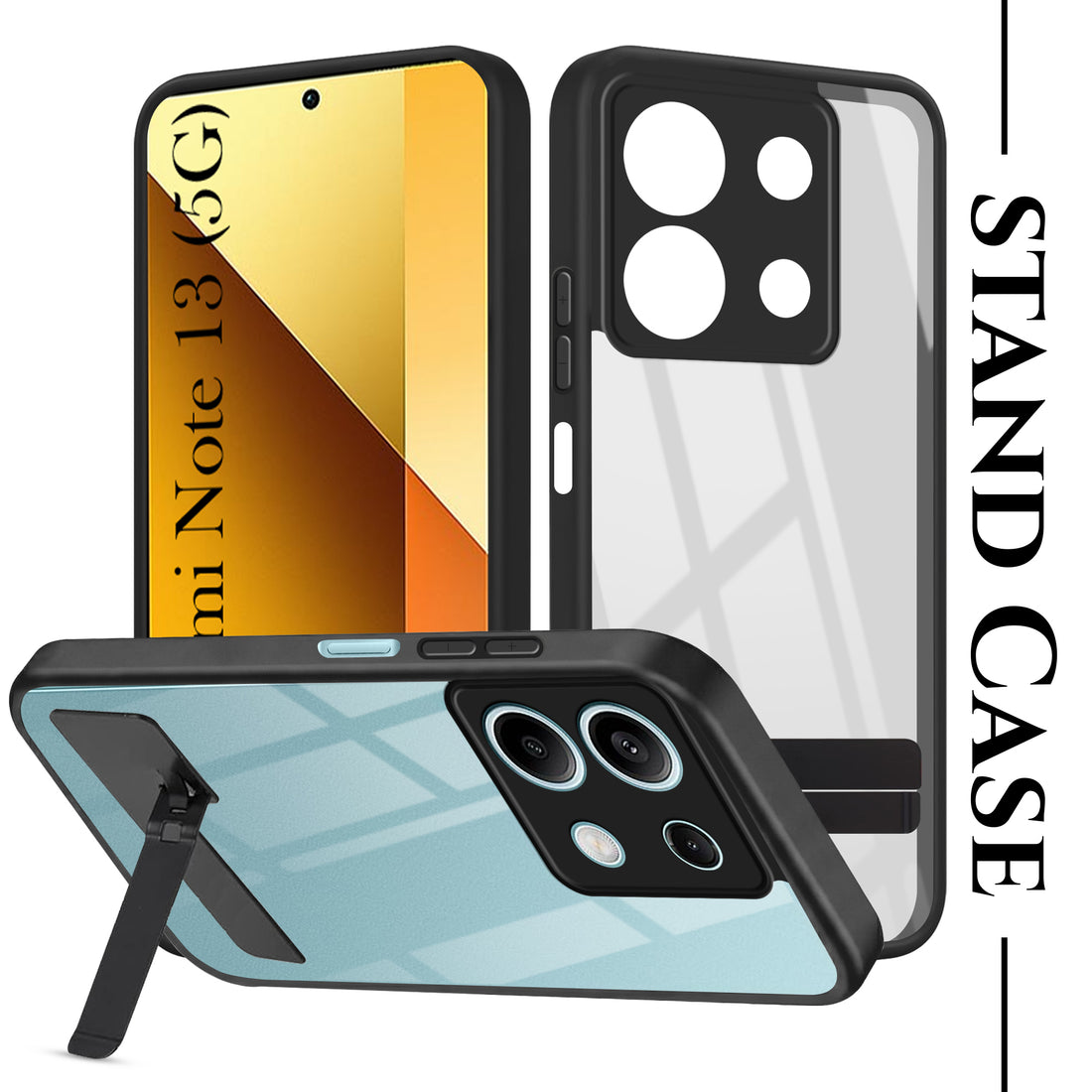 For Xiaomi Redmi Note 13 5G Back Cover Case (Built-in Stand | Lifetime Anti Yellow | Kickstand Shockproof | Camera Protection | MagSafe Compatible)