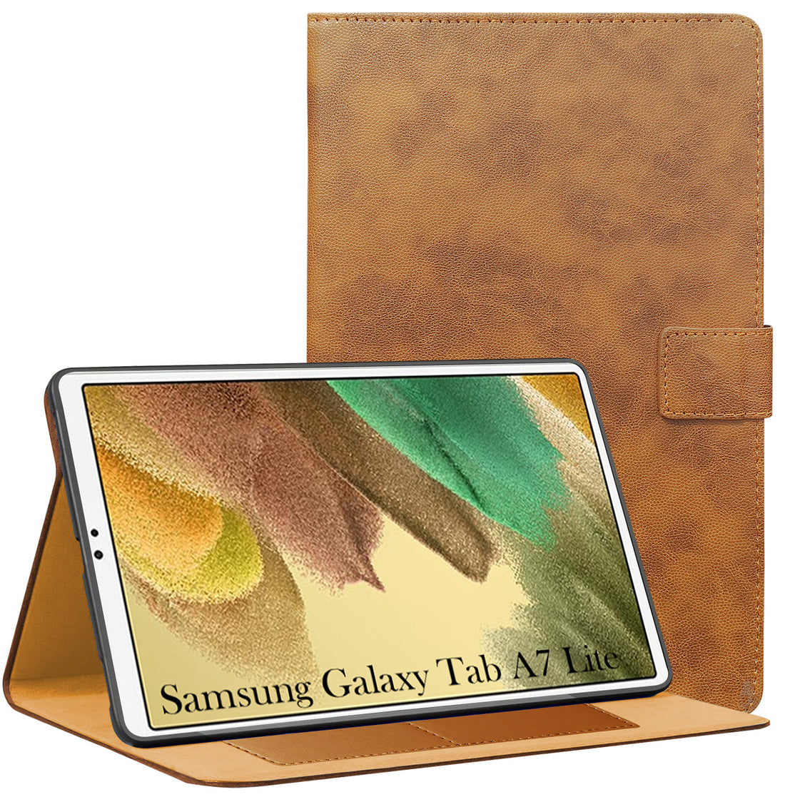 For Samsung Galaxy Tab A7 Lite 8.7 Inch SM-T225/T220/T225N/T227U  Flip Cover Folio Cover (PU Matte Leather | Multi-Angle Smart Stand | Card Storage Slots | Silicone Back Pouch)