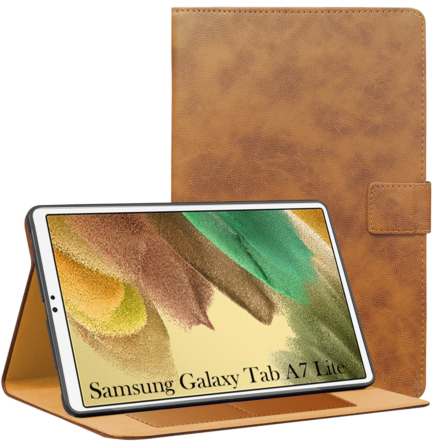 For Samsung Galaxy Tab A7 Lite 8.7 Inch SM-T225/T220/T225N/T227U  Flip Cover Folio Cover (PU Matte Leather | Multi-Angle Smart Stand | Card Storage Slots | Silicone Back Pouch)