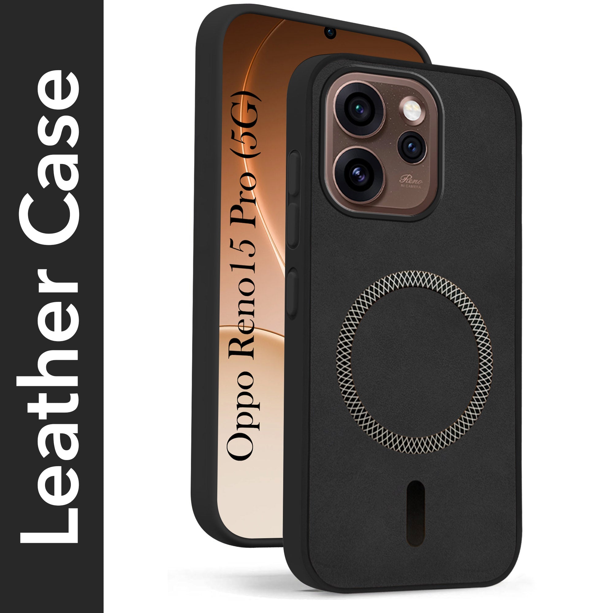 For Oppo Reno15 Pro 5G | Oppo Reno 15 Pro 5G Back Cover Case Leather Finish (MagSafe Compatible Wireless Charging | Soft Touch | Camera Bump Protection)