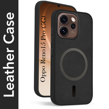 For Oppo Reno15 Pro 5G | Oppo Reno 15 Pro 5G Back Cover Case Leather Finish (MagSafe Compatible Wireless Charging | Soft Touch | Camera Bump Protection)