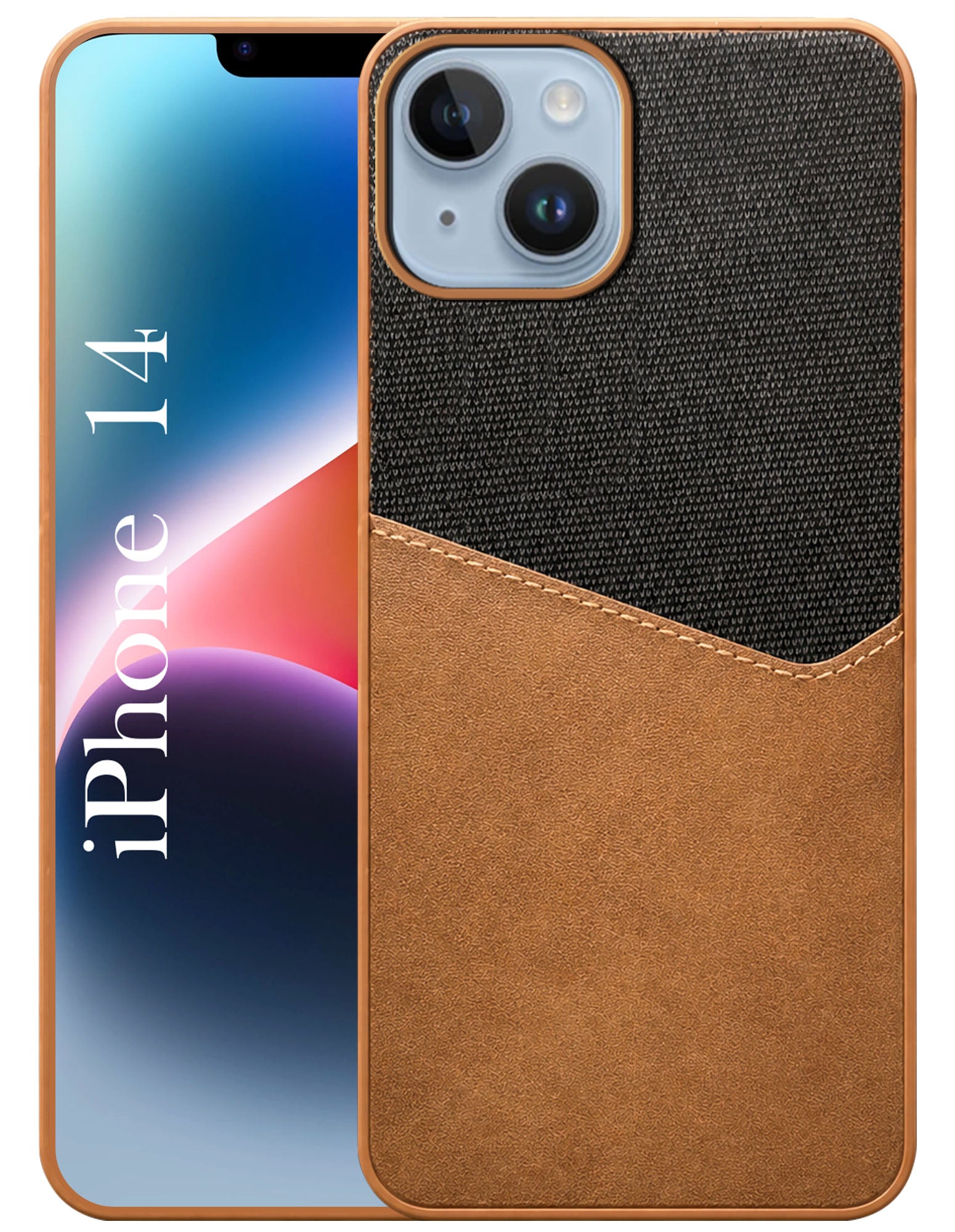 For iPhone 14 Back Cover Case (Dual PU Leather Stitch | Professional Minimalist | Soft and Flexible)