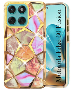 For Moto Edge 60 Fusion Back Cover Case Compatible With Motorola ( Dual Design Glitter Sparkle and Detachable Diamond Print Case | Soft and Flexible)