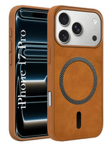 For Apple iPhone 17 Pro Back Cover Case Leather Finish (MagSafe Compatible Wireless Charging | Soft Touch | Camera Bump Protection)