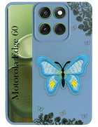 For Motorola Moto Edge 60 Back Cover Case (Soft Butterfly Embroidery | Women Teen Girls | Camera Protection| Matte Silicone)