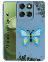 For Motorola Moto Edge 60 Back Cover Case (Soft Butterfly Embroidery | Women Teen Girls | Camera Protection| Matte Silicone)