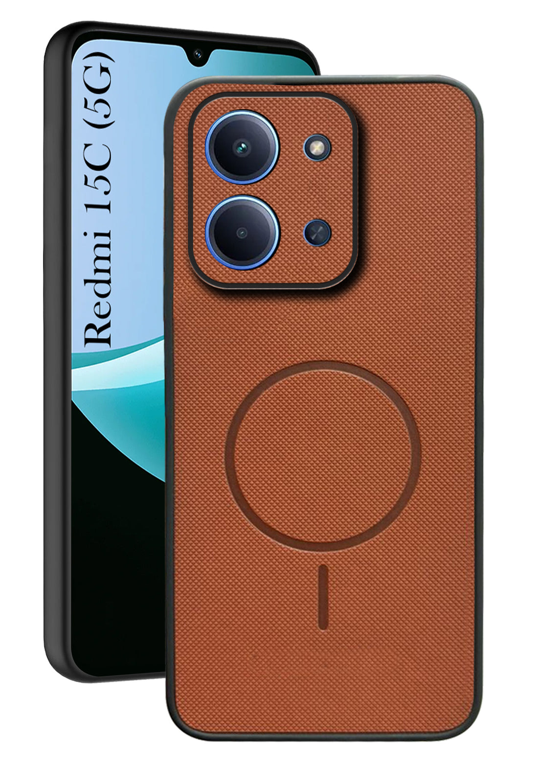 For Redmi 15C Back Cover Case PU Leather (Texture Grip Design | Professional Minimalist | Camera Protection | Soft and Flexible)