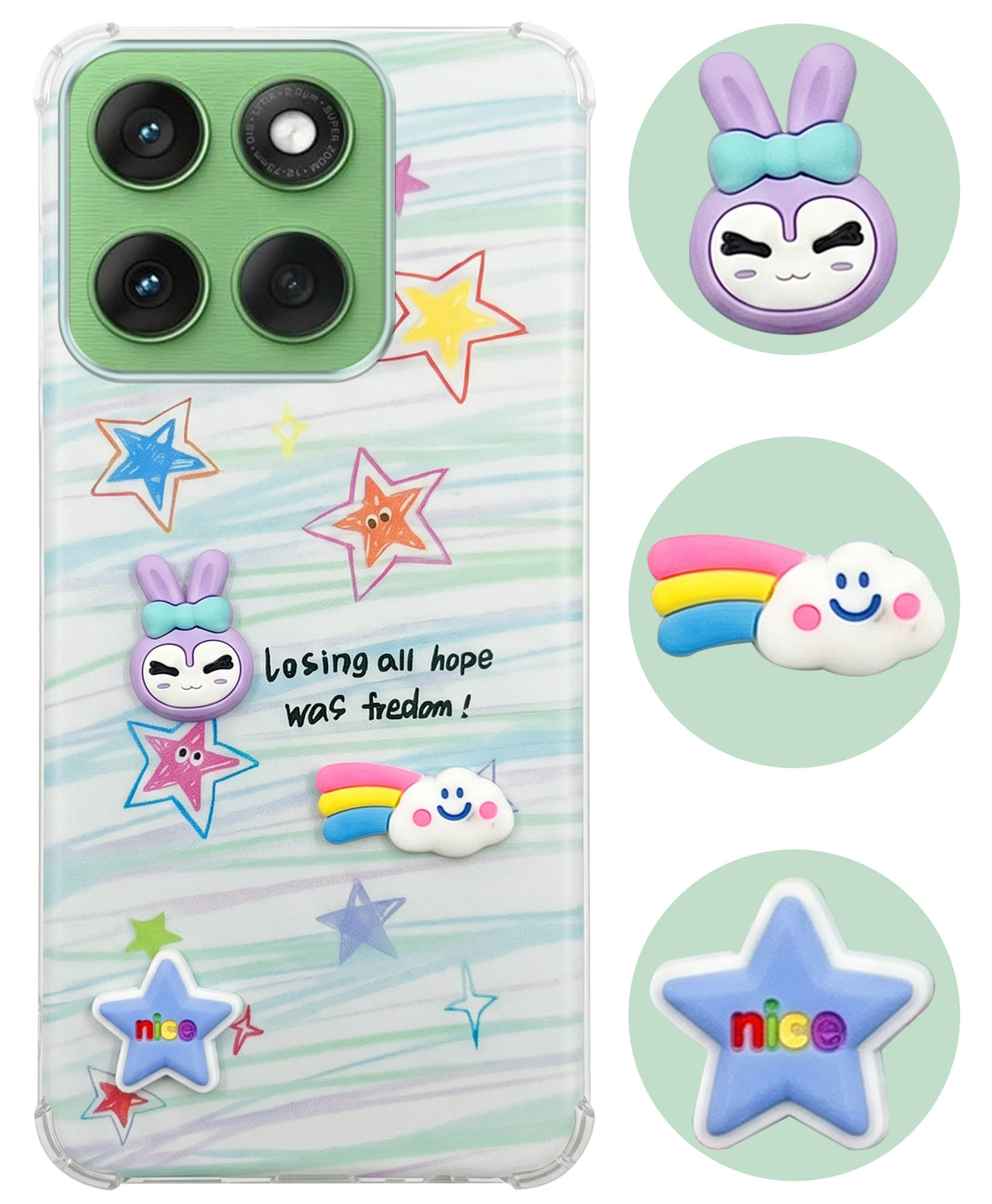 For Motorola Moto Edge 60 Back Cover Case (3D Cute Cartoons | Hard Back Side Soft | Matte Premium Finish | HD Printing)