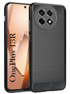 For OnePlus 13R 5G Back Cover Case ( Hybrid Armor Case | Carbon Fiber Shockproof | Soft and Flexible | Black )
