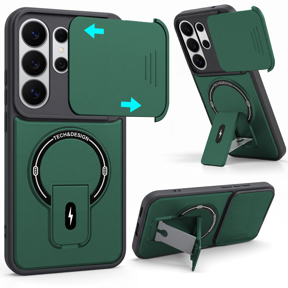 For Samsung Galaxy S26 Ultra Back Case Cover Metallic (Hybrid Armor Kickstand | Sliding Shutter Camera Protection | MagSafe Compatible)