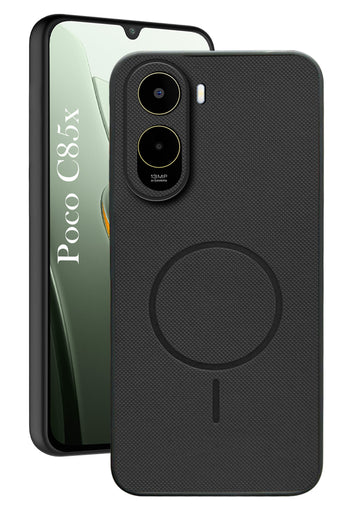 For Poco C85x 5G Back Cover Case PU Leather (Texture Grip Design | Professional Minimalist | Camera Protection | Soft and Flexible)