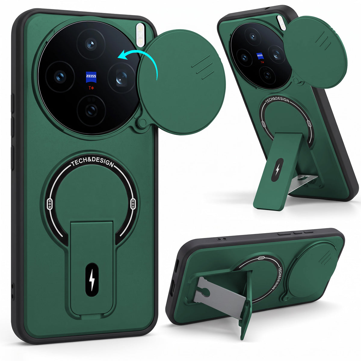 For Vivo X200T Back Case Cover Metallic (Hybrid Armor Kickstand | Sliding Shutter Camera Protection | MagSafe Compatible)