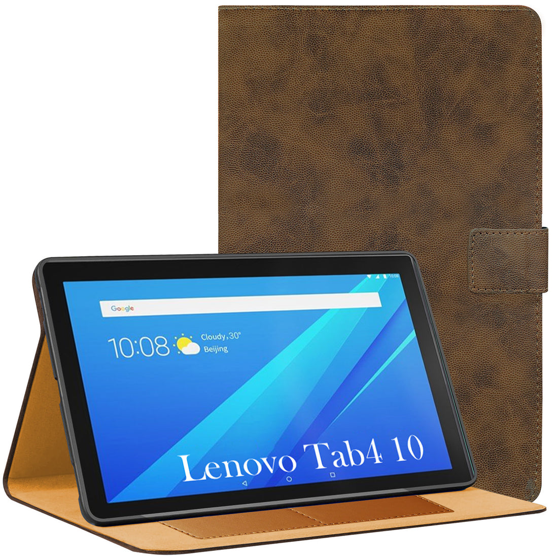 For Lenovo TAB 4 10 Inch TB-X304L Flip Cover Folio Cover (PU Leather | Multi-Angle Smart Stand | Card Storage Slots | Silicone Back Pouch)