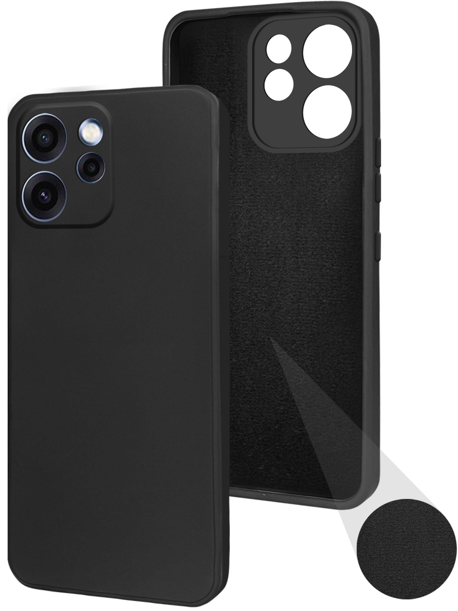 For Oppo Reno 15c Back Cover Case (Matte Finish Silicone with Inside Fiber Cloth)
