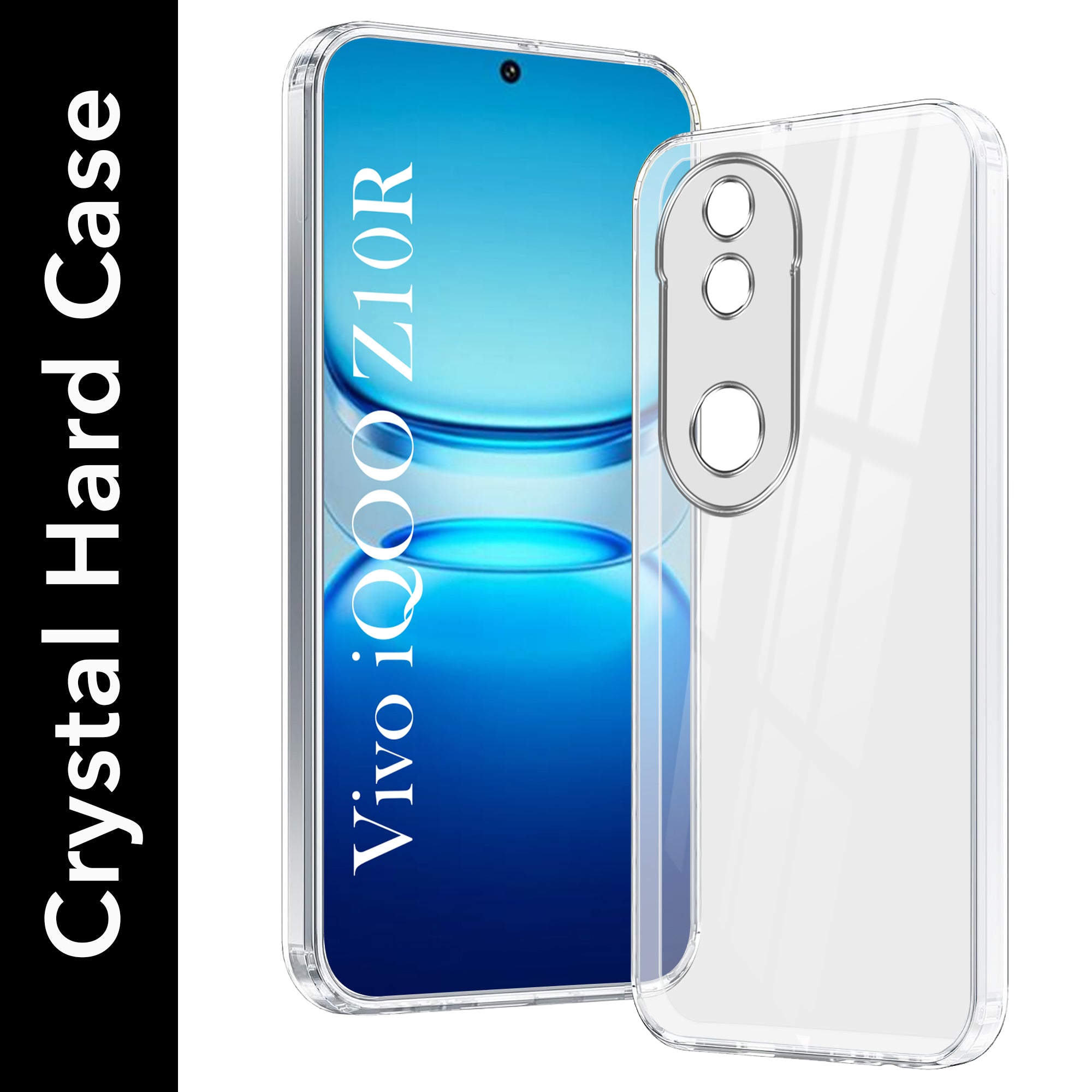 For Vivo iQOO Z10R Back Cover Case (Hybrid Crystal Panel with Side Soft PU | Camera Protection | HD Clear Shockproof)