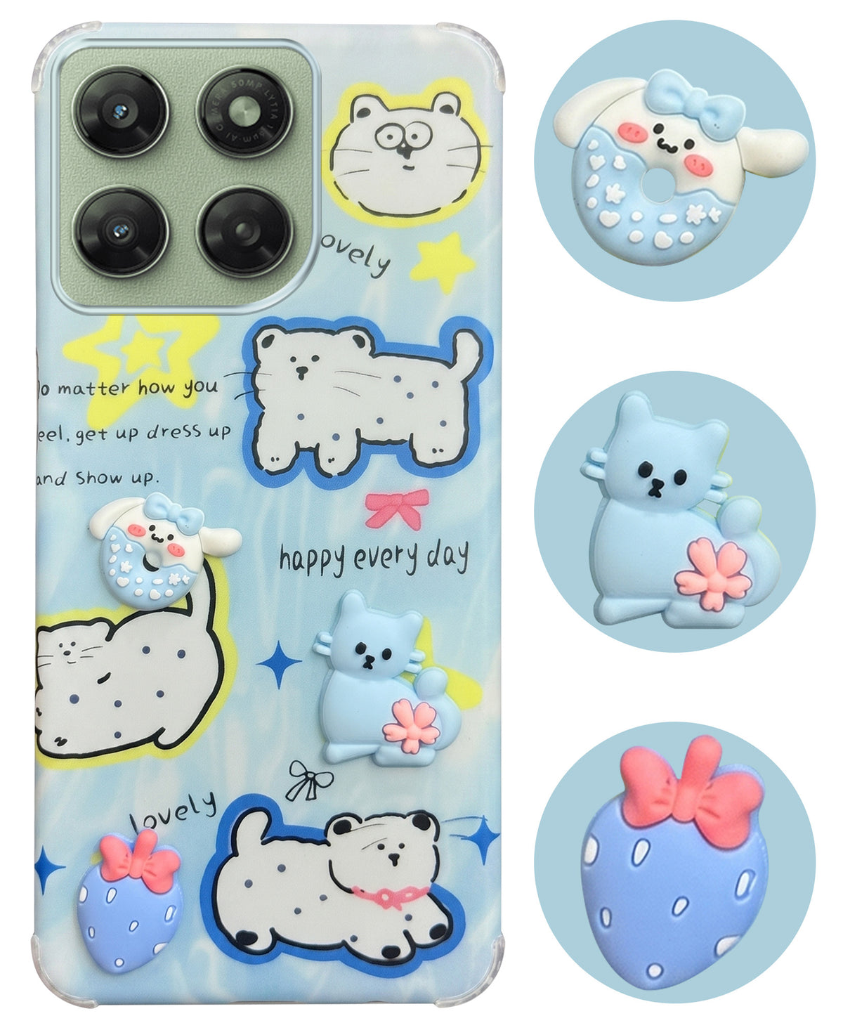 For Motorola Moto G77 Power Back Cover Case (3D Cute Cartoons | Hard Back Side Soft | Matte Premium Finish | HD Printing)