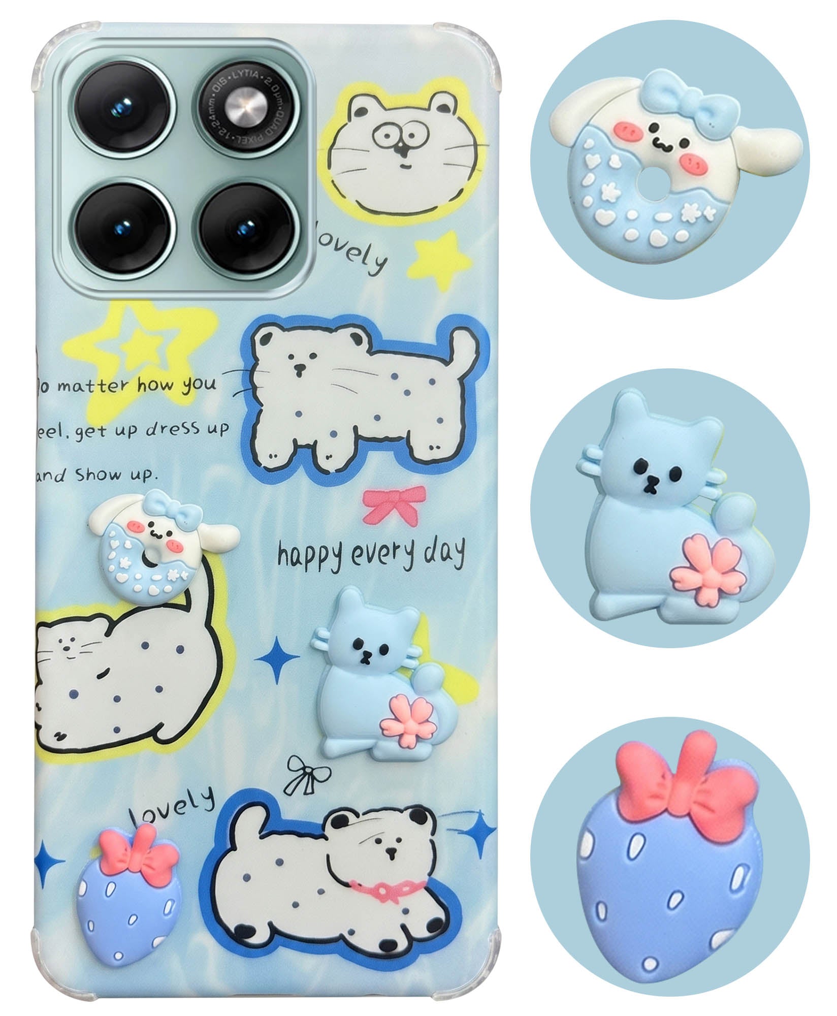 For Motorola Moto Edge 70 Fusion Back Cover Case (3D Cute Cartoons | Hard Back Side Soft | Matte Premium Finish | HD Printing)