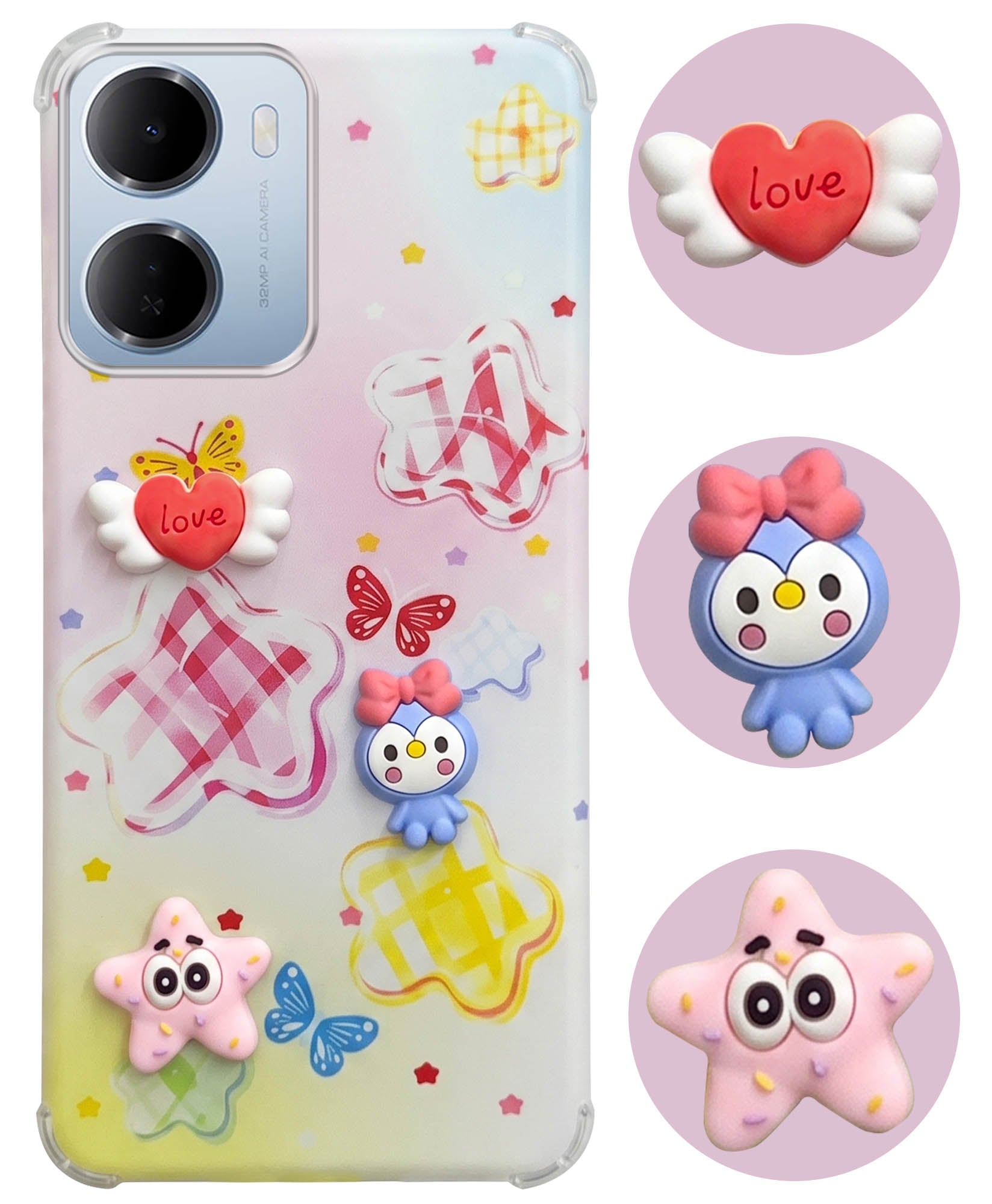 For Redmi 15A 5G Back Cover Case (3D Cute Cartoons | Hard Back Side Soft | Matte Premium Finish | HD Printing)