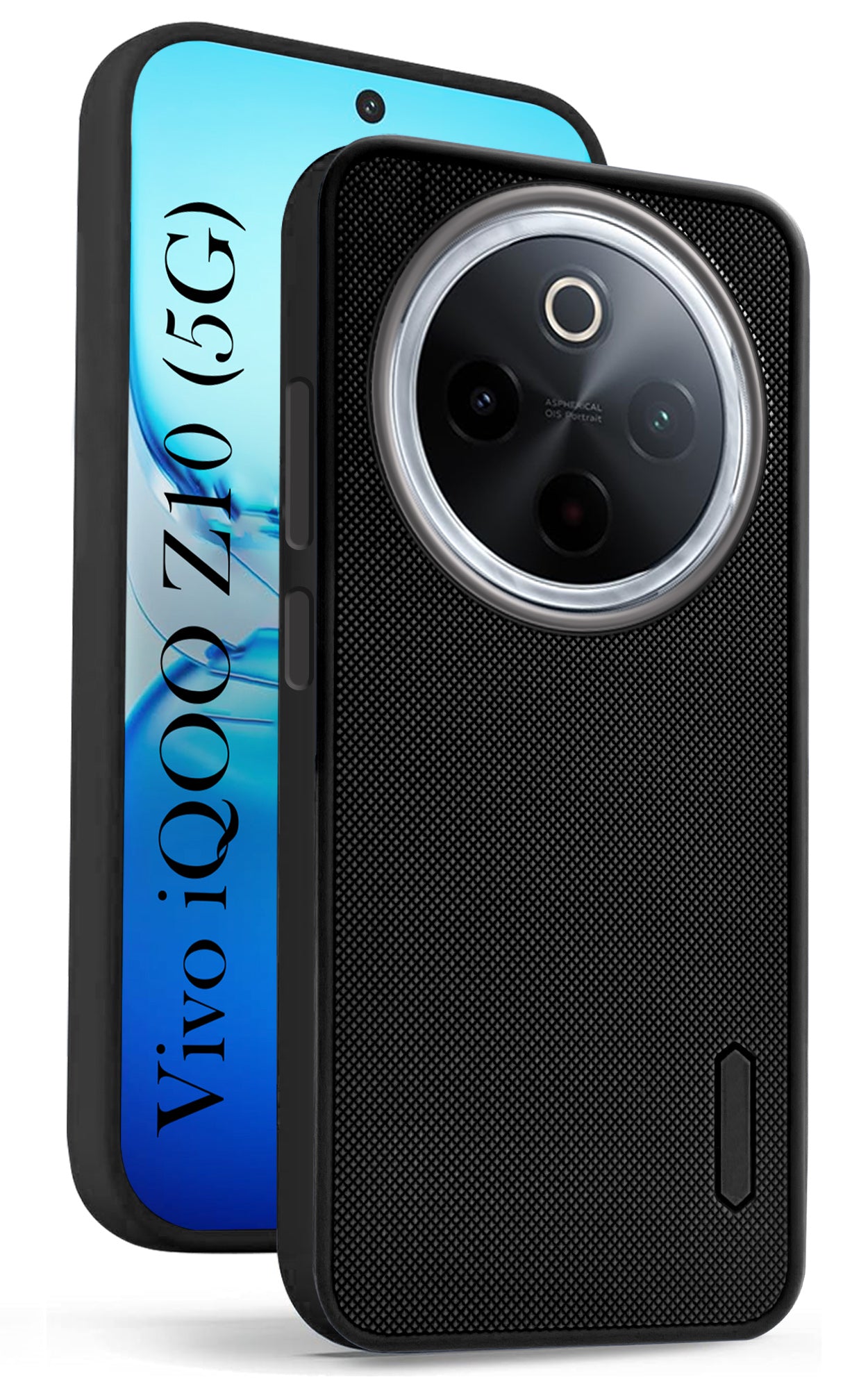 For Vivo iQOO Z10 Back Cover Case (Textured Grip Design | Micro-Fiber Cloth Inside | Slim and Light Weight | Soft Touch and Feel | Black)