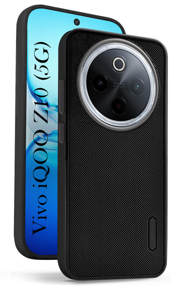 For Vivo iQOO Z10 Back Cover Case (Textured Grip Design | Micro-Fiber Cloth Inside | Slim and Light Weight | Soft Touch and Feel | Black)