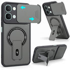 For Vivo iQOO Z11x 5G | Vivo iQOO Z11xa Back Case Cover Metallic (Hybrid Armor Kickstand | Sliding Shutter Camera Protection | MagSafe Compatible)