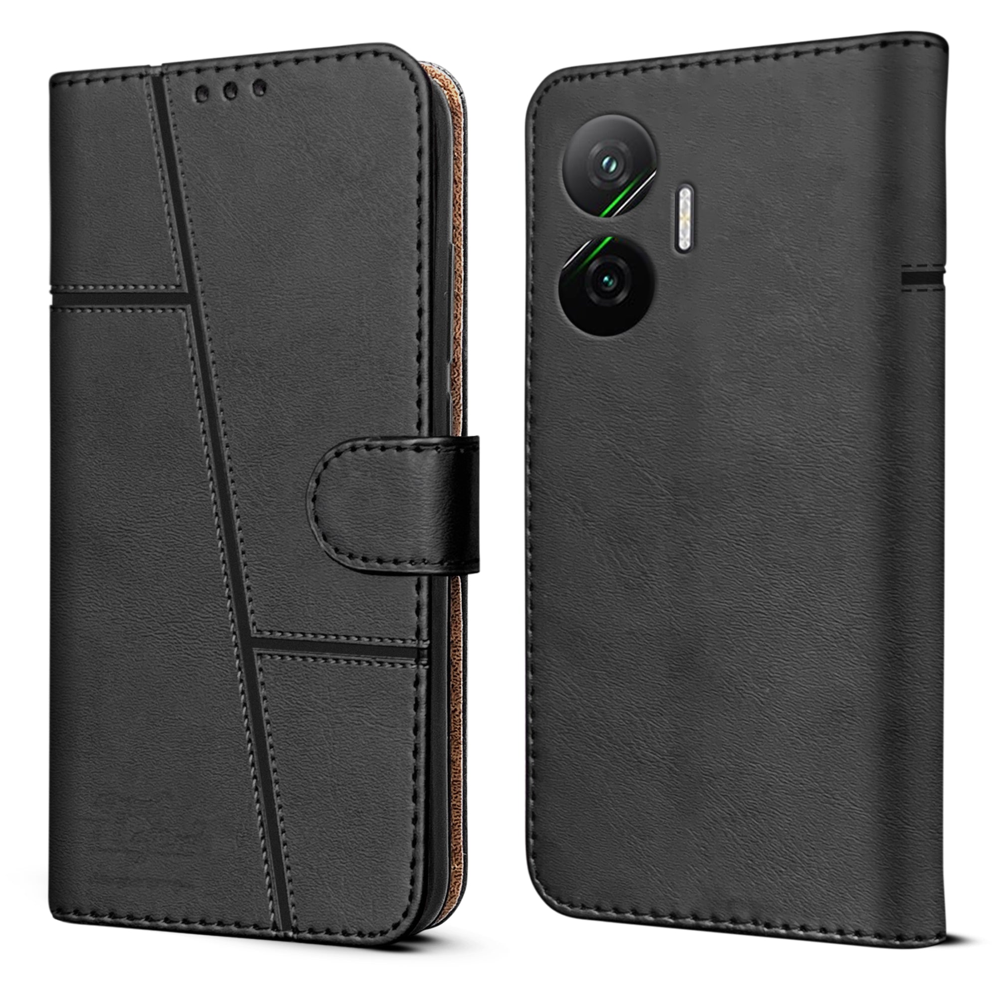 For Xiaomi Poco F7 5G Flip Cover Case ( Stitched Leather with Magnetic Closure)