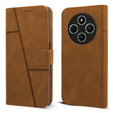 For Poco C75 | Poco M7 Flip Cover Case( Stitched Leather with Magnetic Closure)