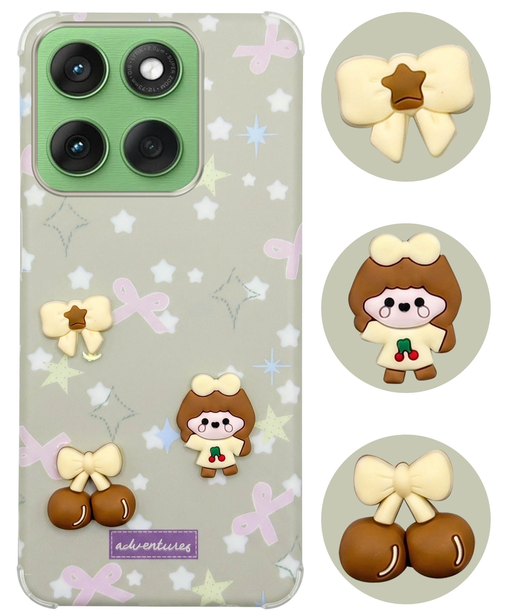 For Motorola Moto Edge 60 Back Cover Case (3D Cute Cartoons | Hard Back Side Soft | Matte Premium Finish | HD Printing)