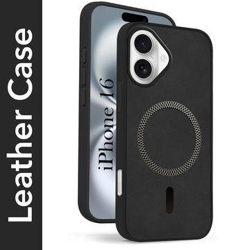 For Apple iPhone 16 Back Cover Case (Sleek Leather Finish | MagSafe Compatible Wireless Charging | Camera Bump Protection)