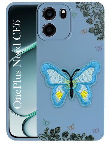 For Oneplus Nord CE 6 Back Cover Case (Soft Butterfly Embroidery | Women Teen Girls | Camera Protection| Matte Silicone)