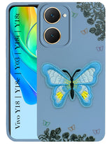 For Vivo Y18 | Vivo Y18e | Vivo Y03 | Vivo Y18i | Vivo Y18T Back Cover Case (Soft Butterfly Embroidery | Women Teen Girls | Camera Protection| Matte Silicone)